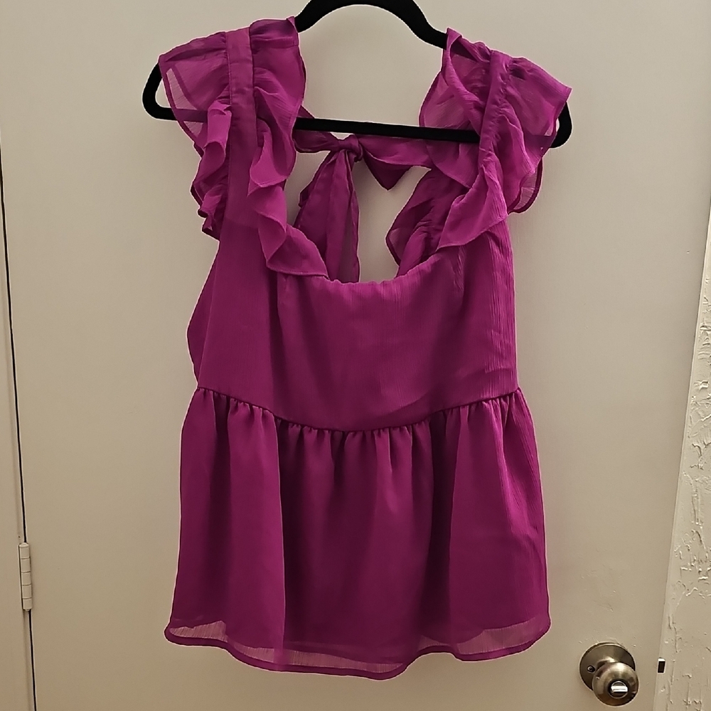 Banana Republic Pink Sleeveless Ruffled Blouse